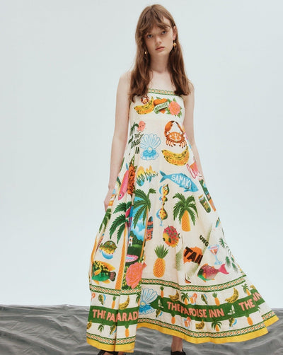 Basha - Damen Swing-Kleid mit Graffiti-Print