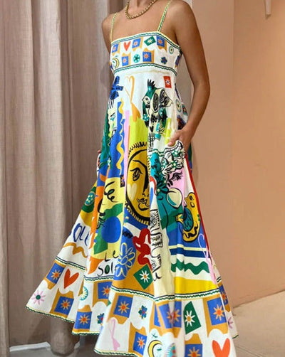 Basha - Damen Swing-Kleid mit Graffiti-Print