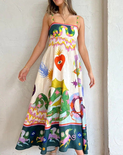 Basha - Damen Swing-Kleid mit Graffiti-Print