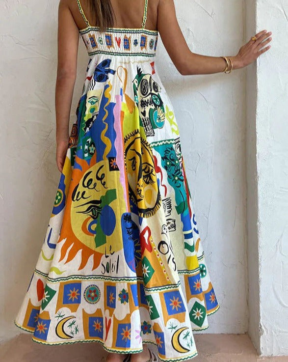 Basha - Damen Swing-Kleid mit Graffiti-Print