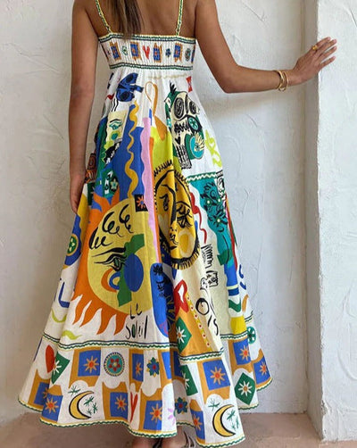 Basha - Damen Swing-Kleid mit Graffiti-Print