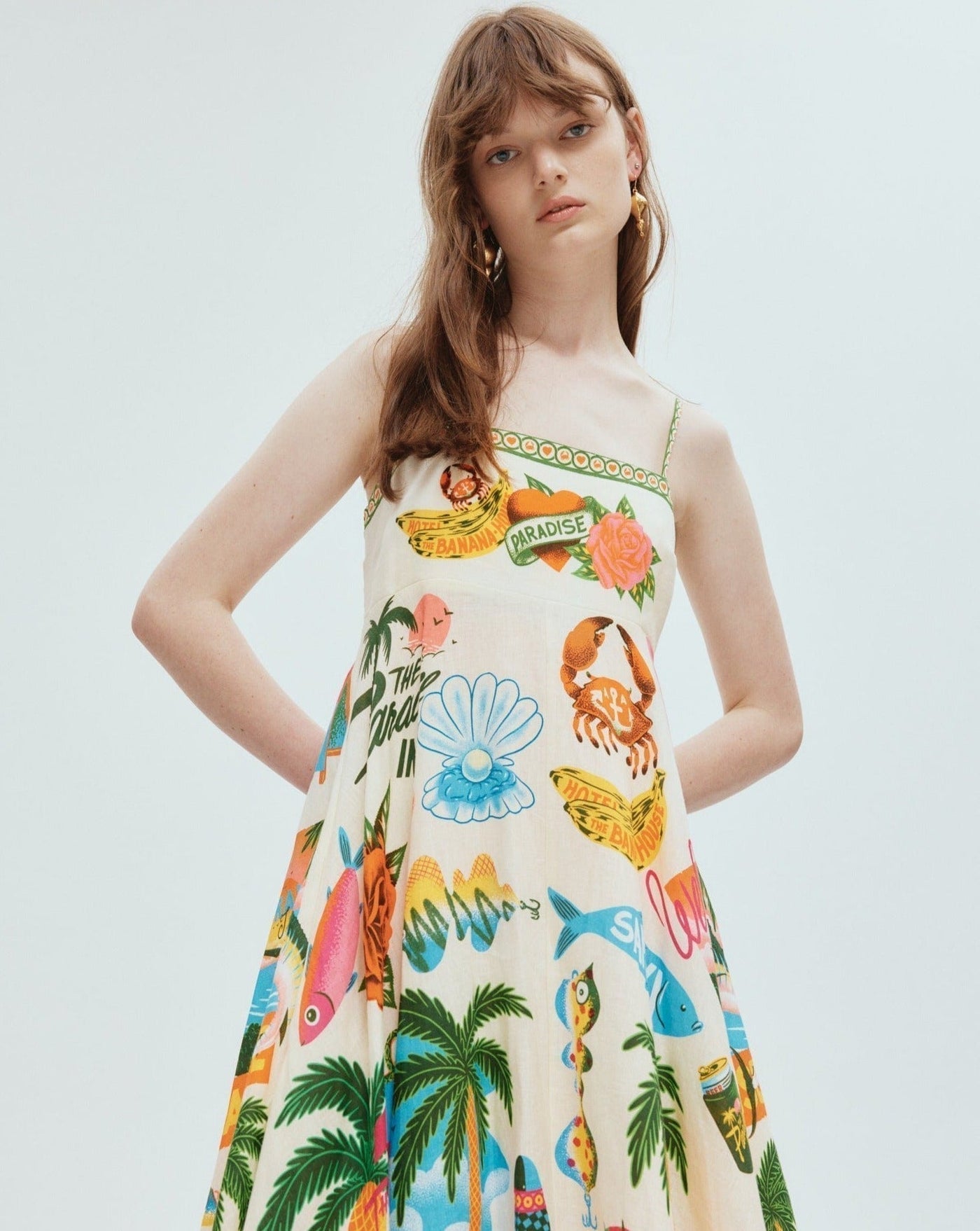 Basha - Damen Swing-Kleid mit Graffiti-Print