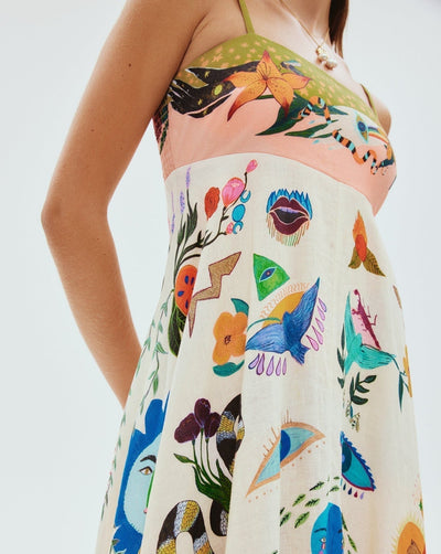 Basha - Damen Swing-Kleid mit Graffiti-Print