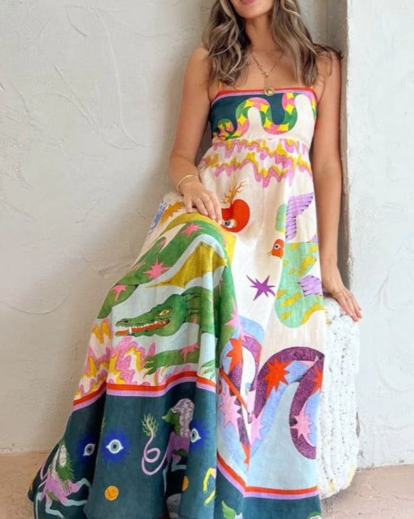 Basha - Damen Swing-Kleid mit Graffiti-Print