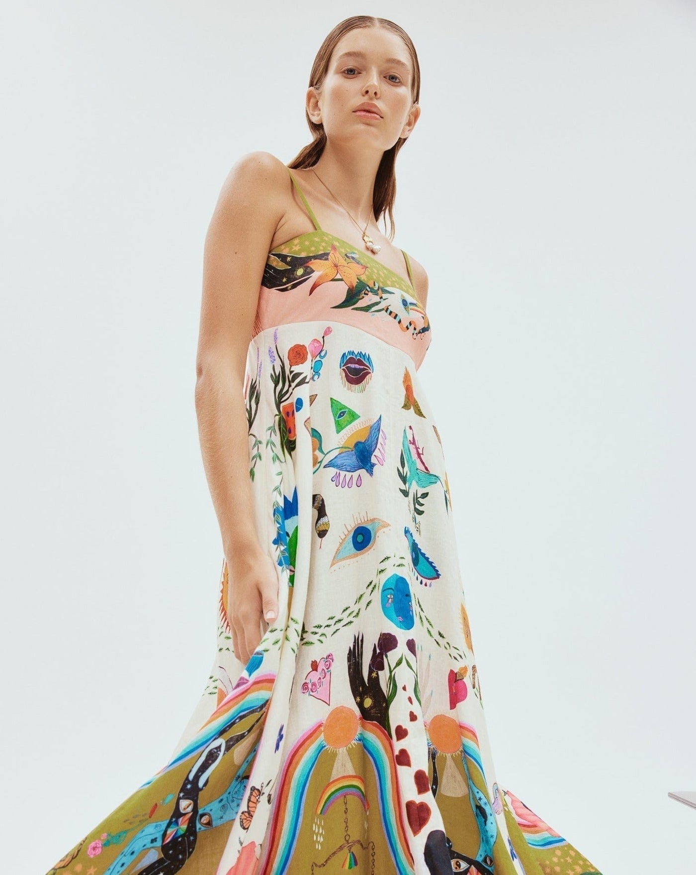 Basha - Damen Swing-Kleid mit Graffiti-Print