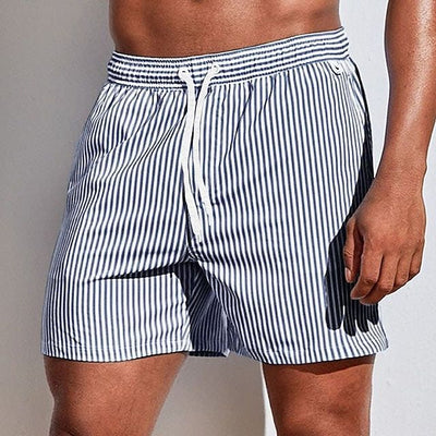 Herren-Boardshorts – klassischer Schnitt, gestreiftes Design, elastischer Bund