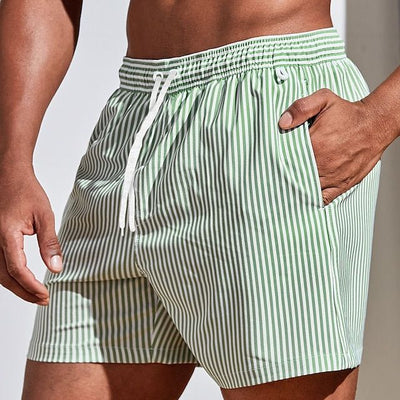 Herren-Boardshorts – klassischer Schnitt, gestreiftes Design, elastischer Bund