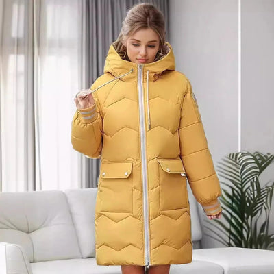 Lange warme Winterjacke mit Kapuze - Heike