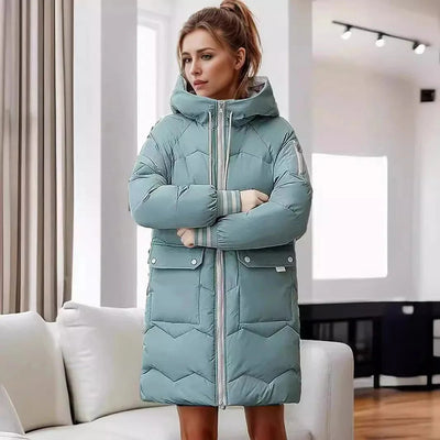 Lange warme Winterjacke mit Kapuze - Heike