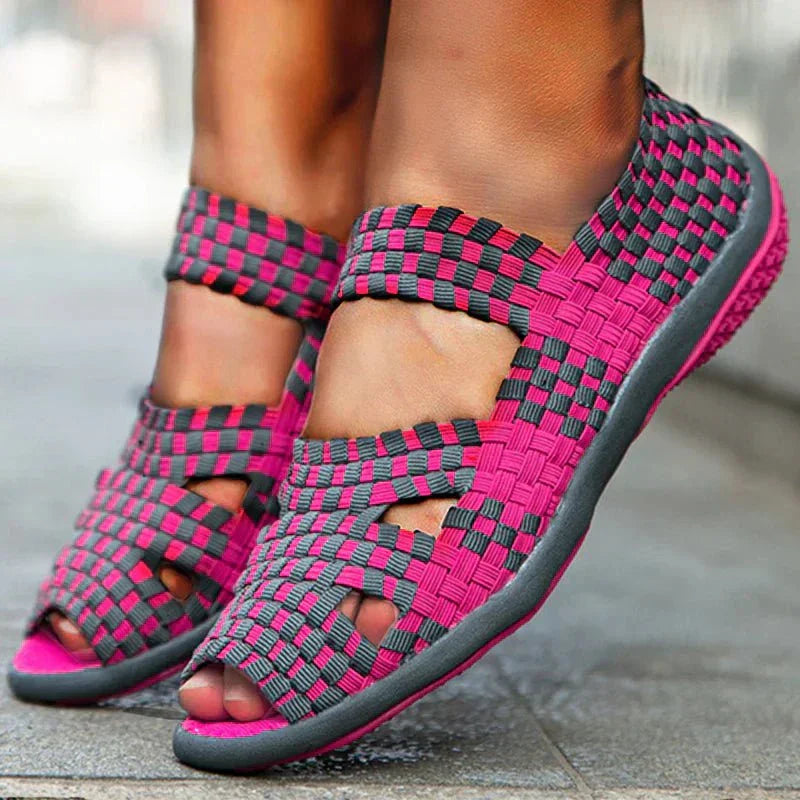 Gewebte Sandalen | Elastisches Design | Bunter Komfort-Look