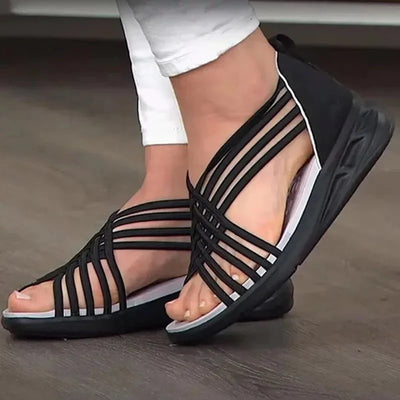 Sommer-Sandalen mit Elastikriemen | Sportliche Sohle | Atmungsaktives Design