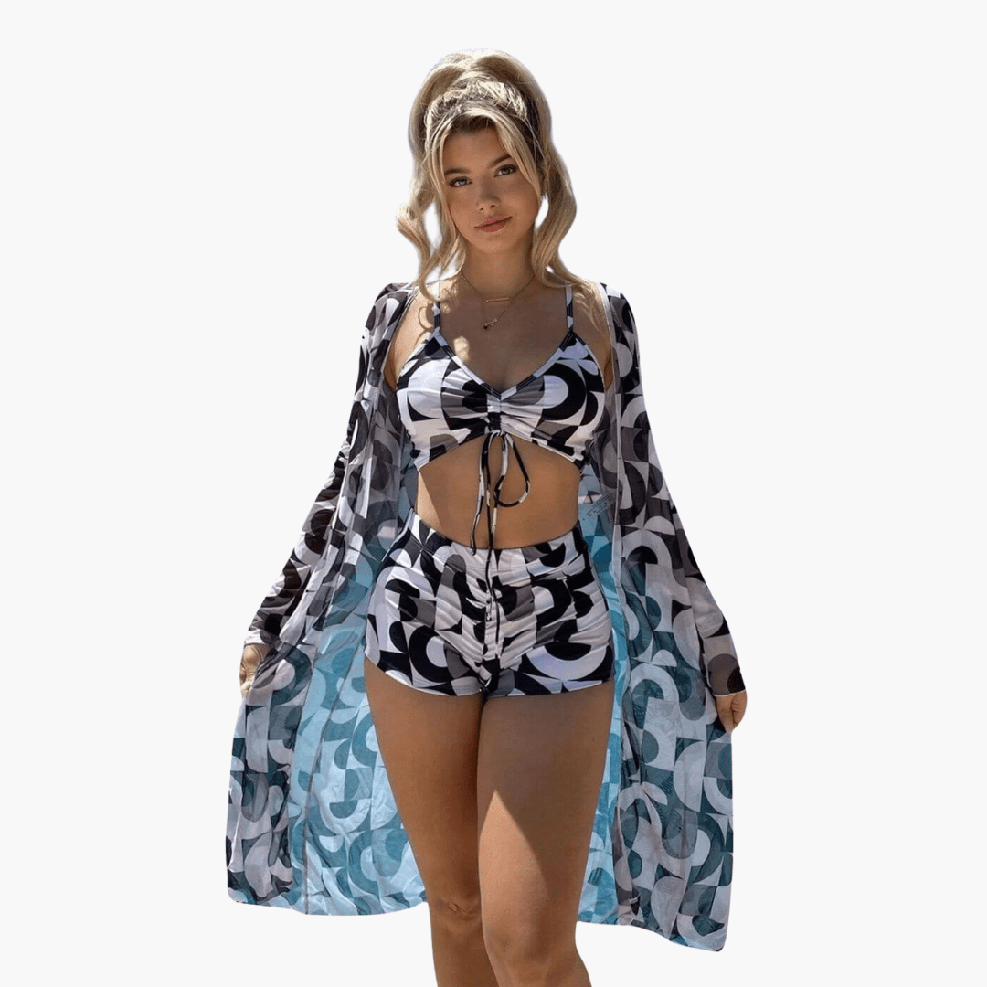 Lotta | 3-teiliges bedrucktes Bikini-Set