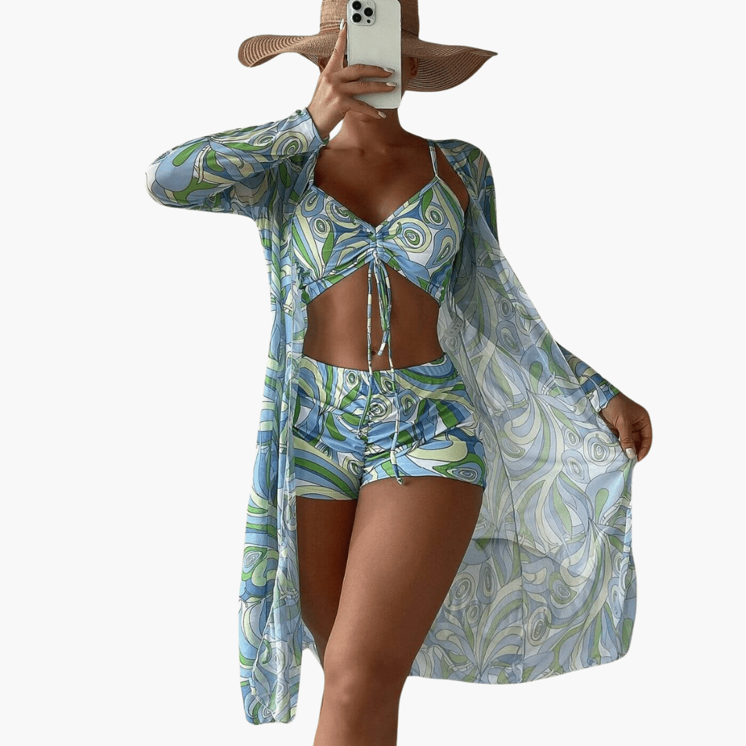 Lotta | 3-teiliges bedrucktes Bikini-Set