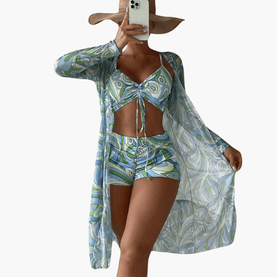 Lotta | 3-teiliges bedrucktes Bikini-Set