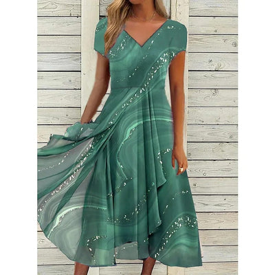 Naomi™ - V-Ausschnitt Midi Kleid