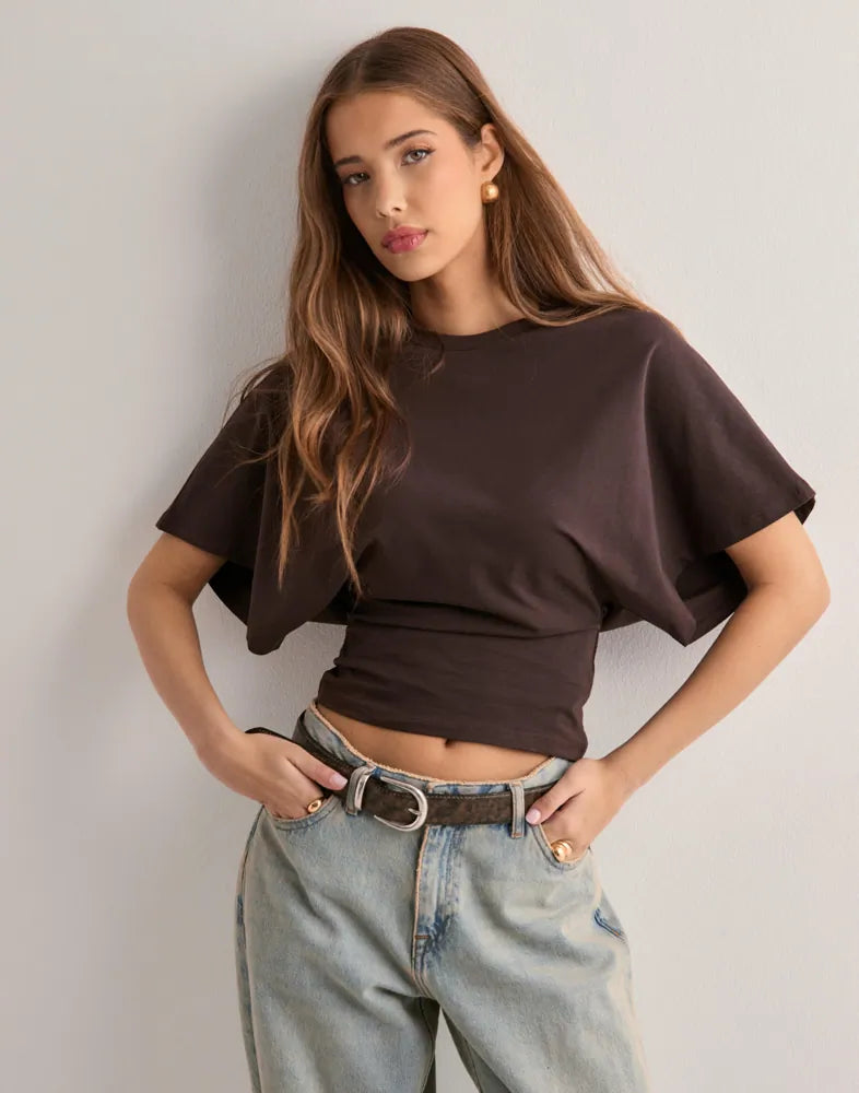 Kurzarm-Crop-Top | Weite Ärmel & Taillenbetonung | Trendbewusst & Lässig