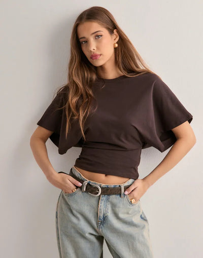 Kurzarm-Crop-Top | Weite Ärmel & Taillenbetonung | Trendbewusst & Lässig
