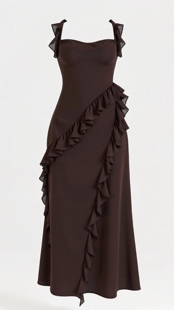 Shuvee - Elegantes Volant-Maxikleid