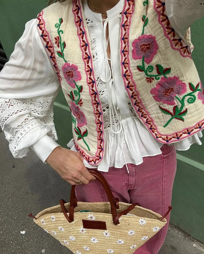 Miley - Boho-Sommerweste mit Blumenmuster