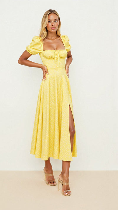 Evea - Schickes Midi-Kleid mit quadratischem Ausschnitt