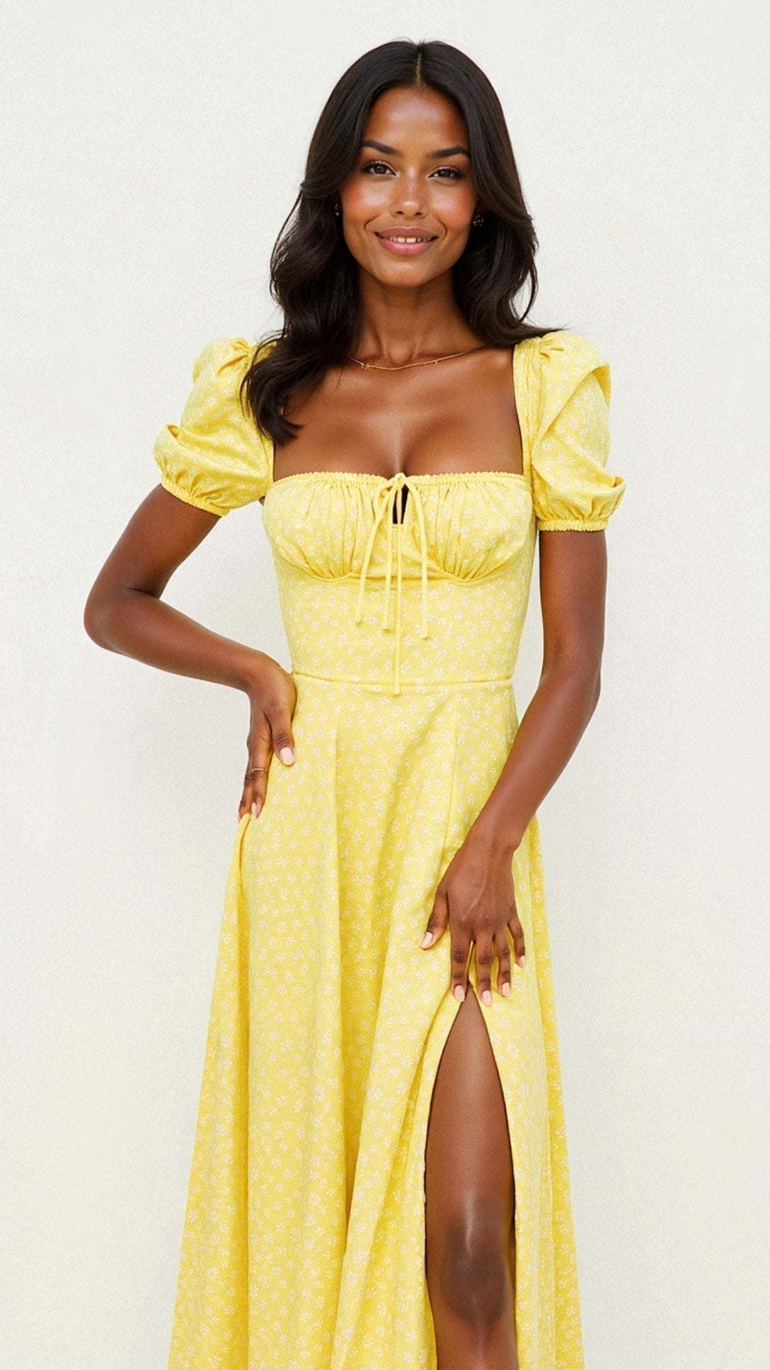 Evea - Schickes Midi-Kleid mit quadratischem Ausschnitt