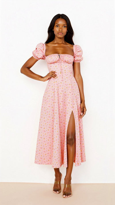 Evea - Schickes Midi-Kleid mit quadratischem Ausschnitt