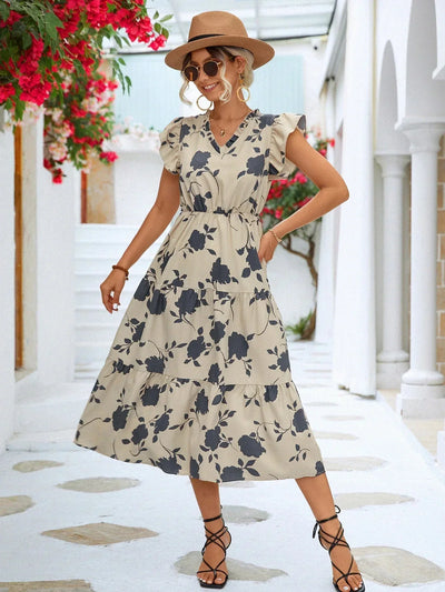 Antonneth - Blumen A-Linien Kleid Romantische Eleganz für den Sommer