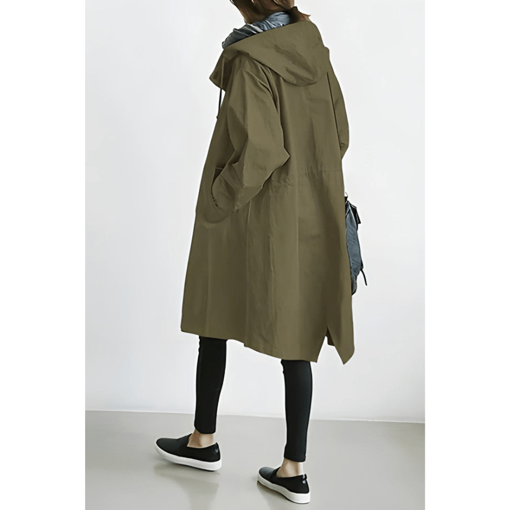 Damen Trenchcoat mit Kapuze – Leichte Übergangsjacke im eleganten Design