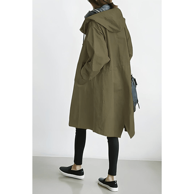Damen Trenchcoat mit Kapuze – Leichte Übergangsjacke im eleganten Design