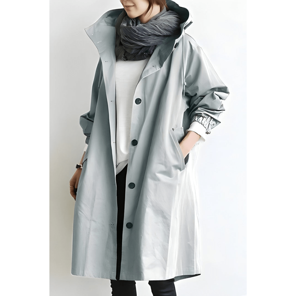 Damen Trenchcoat mit Kapuze – Leichte Übergangsjacke im eleganten Design