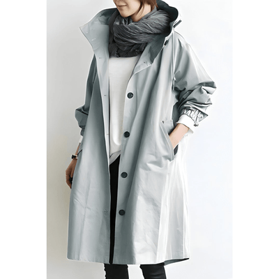 Damen Trenchcoat mit Kapuze – Leichte Übergangsjacke im eleganten Design