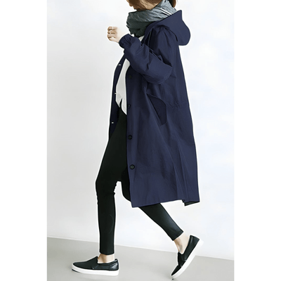 Damen Trenchcoat mit Kapuze – Leichte Übergangsjacke im eleganten Design