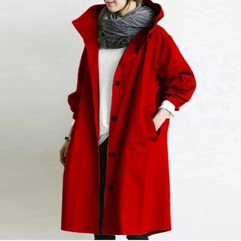 Damen Trenchcoat mit Kapuze – Leichte Übergangsjacke im eleganten Design