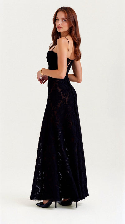 Ashley - Blumenmuster Langes Transparenz-Kleid