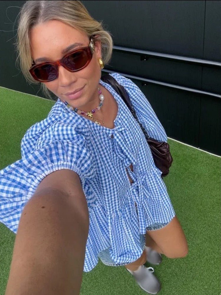 Jensen - Modische Bluse mit Puffärmeln und Bindeband