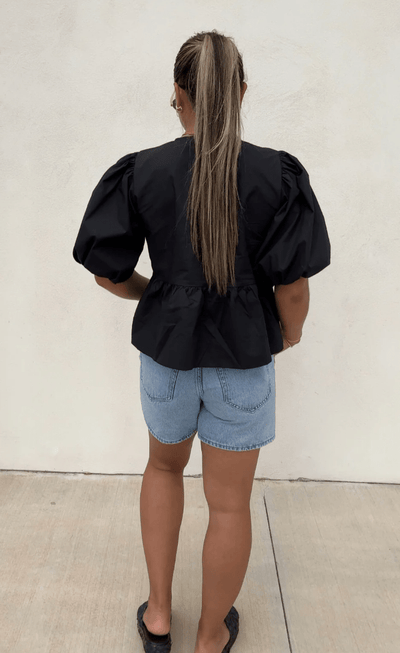 Jensen - Modische Bluse mit Puffärmeln und Bindeband