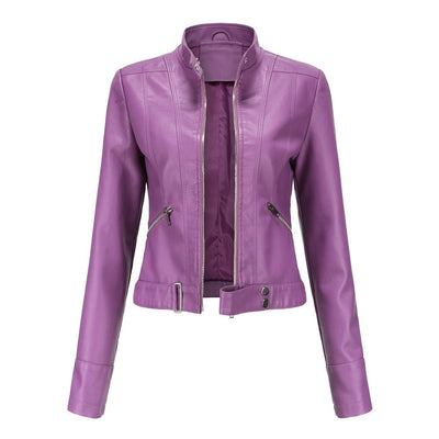 Elegante Jacke im Biker-Stil – Kurzjacke mit Reißverschluss und Stehkragen
