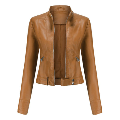 Elegante Jacke im Biker-Stil – Kurzjacke mit Reißverschluss und Stehkragen
