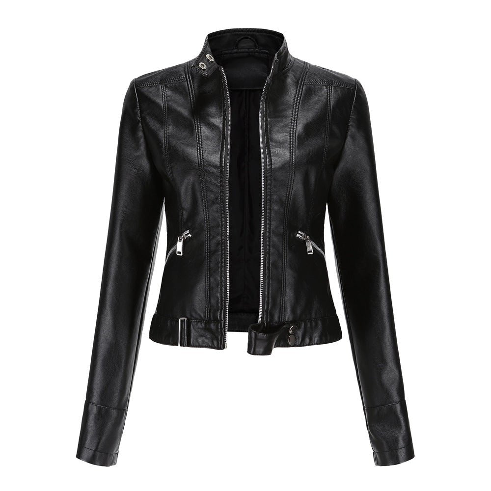 Elegante Jacke im Biker-Stil – Kurzjacke mit Reißverschluss und Stehkragen