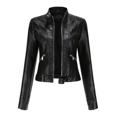 Elegante Jacke im Biker-Stil – Kurzjacke mit Reißverschluss und Stehkragen