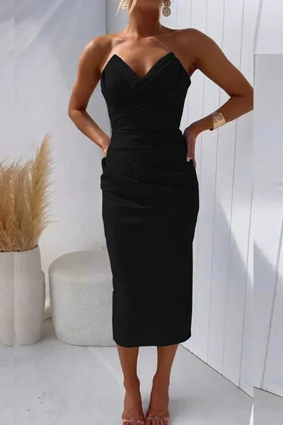 Yokie - Modern Falteneng Kleid, Elegantes Midi