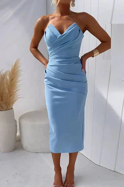 Yokie - Modern Falteneng Kleid, Elegantes Midi