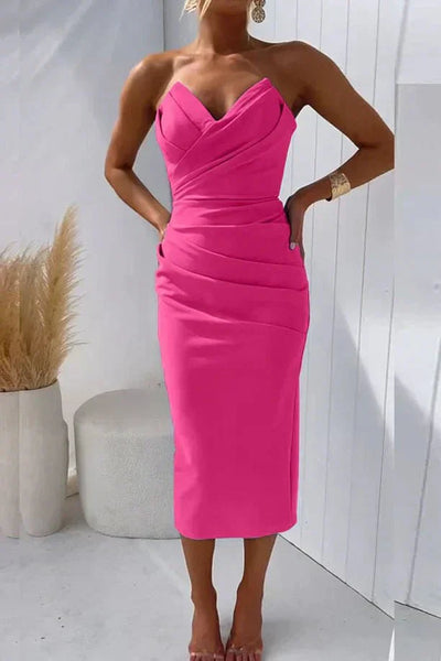 Yokie - Modern Falteneng Kleid, Elegantes Midi