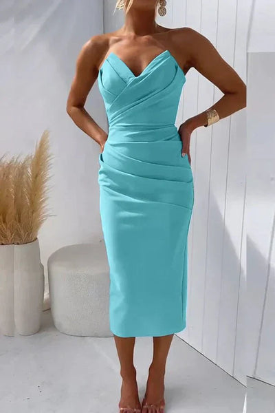 Yokie - Modern Falteneng Kleid, Elegantes Midi