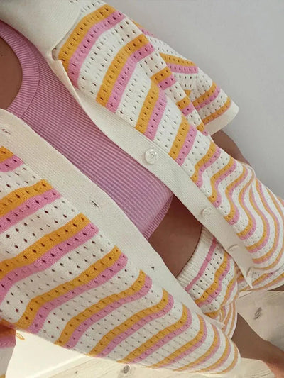 Azarreth - Elegantes Gestreiftes Hemd & Shorts