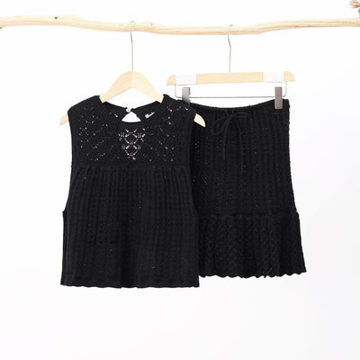 Zhavia - Bequemes Strick-Top & Rock Set