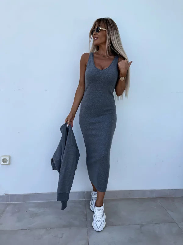 Strick-Zweiteiler mit Top | Oversize Pullover | Figurbetonter Midirock