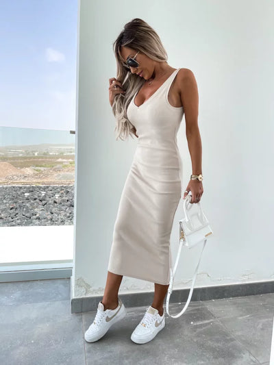 Strick-Zweiteiler mit Top | Oversize Pullover | Figurbetonter Midirock