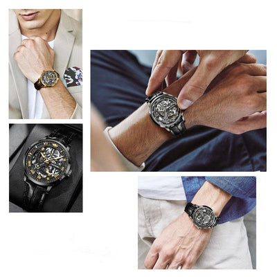 Premium Automatische Herrenuhr – Leder Edition