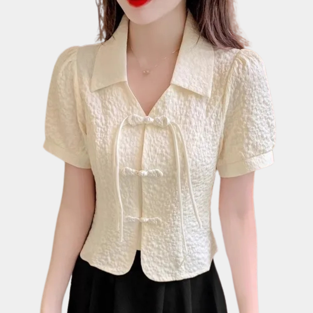 Crissa - Vielseitiges beigefarbenes Sommer-T-Shirt Damen